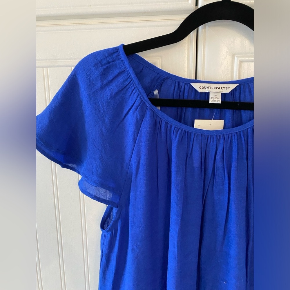Blue Ruffled Tiered Blouse - Picture 3 of 4